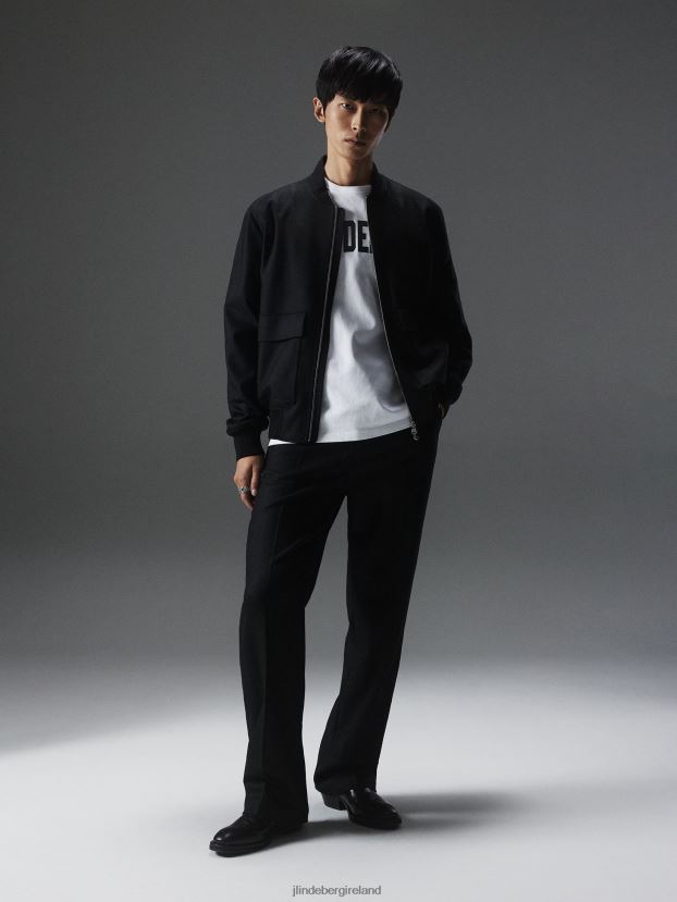 J.Lindeberg Men Thom Wool Twill Bomber Black Clothing BXV8X42378