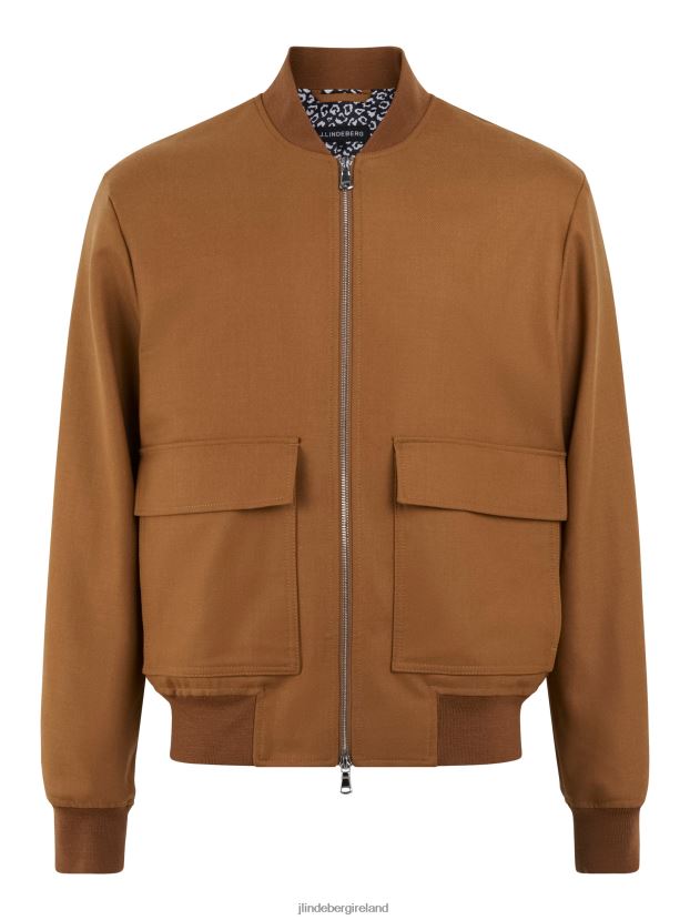 J.Lindeberg Men Thom Wool Twill Bomber Chipmunk Clothing BXV8X42377