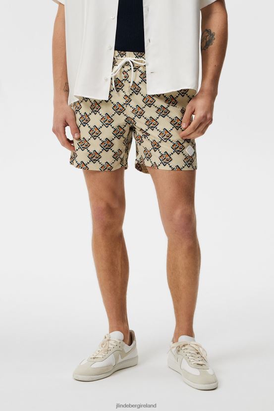 J.Lindeberg Men Banks Diamond Swim Trunks Safari Beige Clothing BXV8X41119