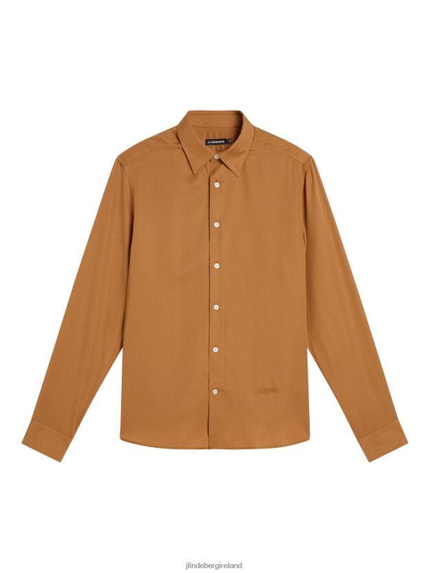 J.Lindeberg Men Comfort Tencel Slim Shirt Chipmunk Clothing BXV8X41151