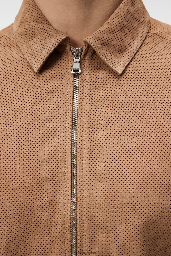 J.Lindeberg Men Jonah Suede Overshirt Tiger Brown Clothing BXV8X41196