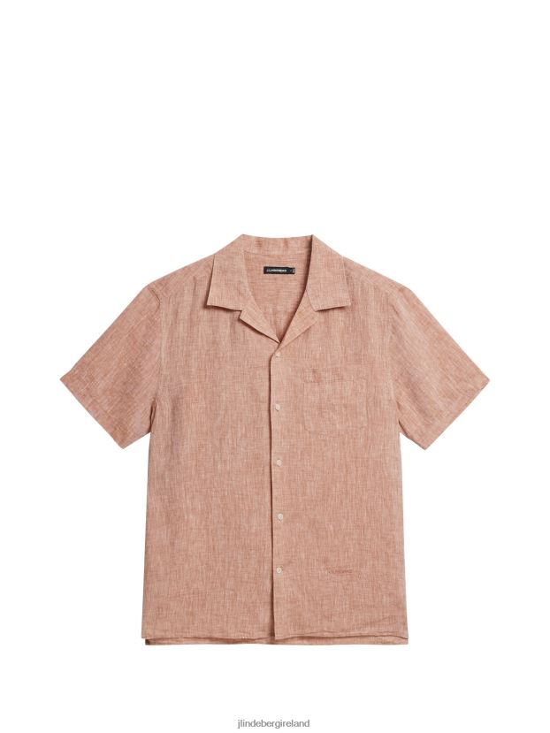 J.Lindeberg Men Linen Melange Short Sleeve Shirt Minimal Clothing BXV8X41175