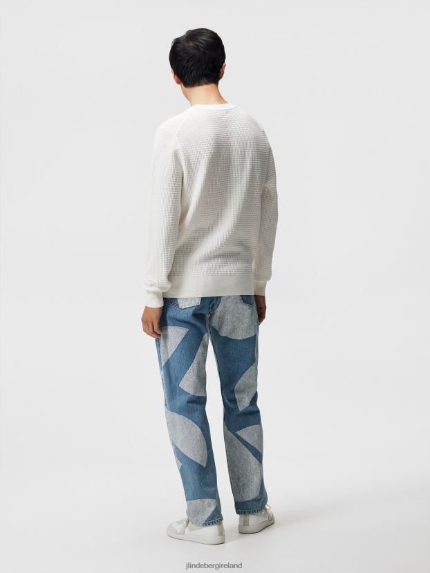 J.Lindeberg Men Arthur Organic Cotton Sweater Cloud White Clothing BXV8X41067 - Click Image to Close