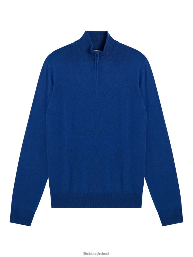 J.Lindeberg Men Kiyan Quarter Zip Sweater Navy Peony Clothing BXV8X42275