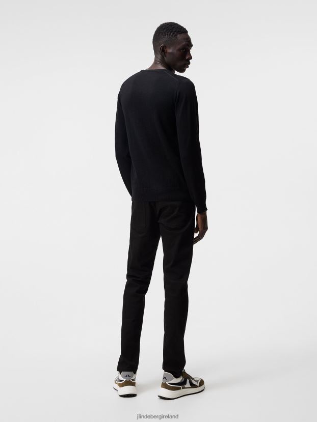 J.Lindeberg Men Lyle Merino Crew Neck Sweater Black Clothing BXV8X4988 - Click Image to Close