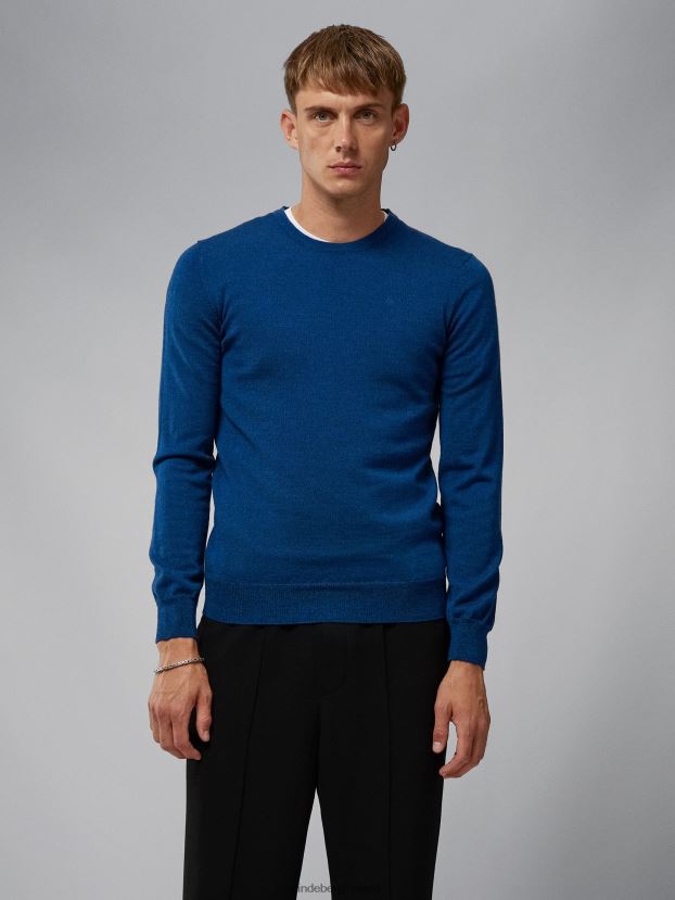 J.Lindeberg Men Lyle Merino Sweater Nautical Blue Mouline Clothing BXV8X42323 - Click Image to Close
