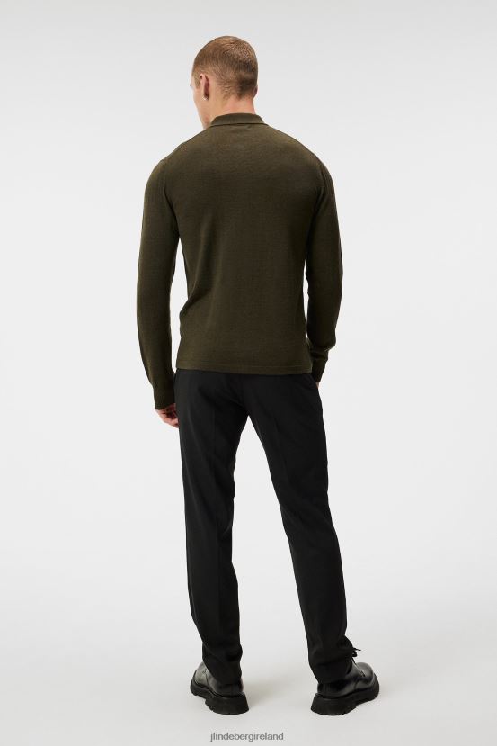 J.Lindeberg Men Nyle Merino Zip Cardigan Forest Green Clothing BXV8X41010 - Click Image to Close