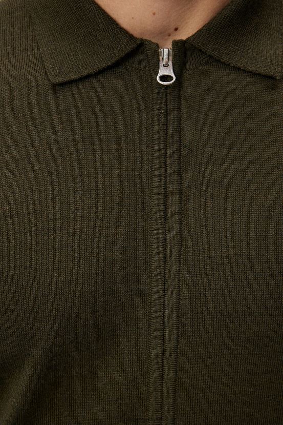 J.Lindeberg Men Nyle Merino Zip Cardigan Forest Green Clothing BXV8X41010