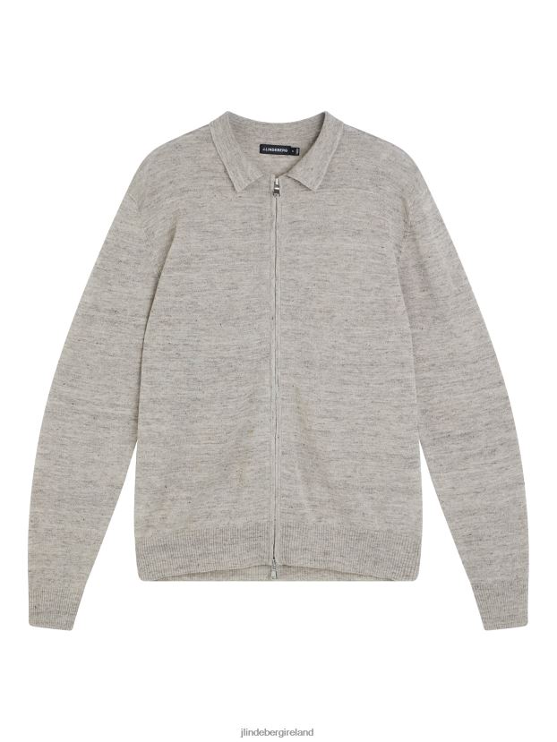 J.Lindeberg Men Nylo Linen Blend Full Zip Safari Beige Clothing BXV8X41032