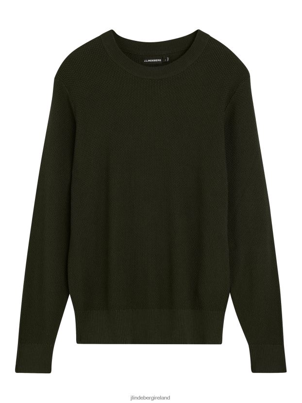 J.Lindeberg Men Oliver Structure Sweater Forest Green Clothing BXV8X42308