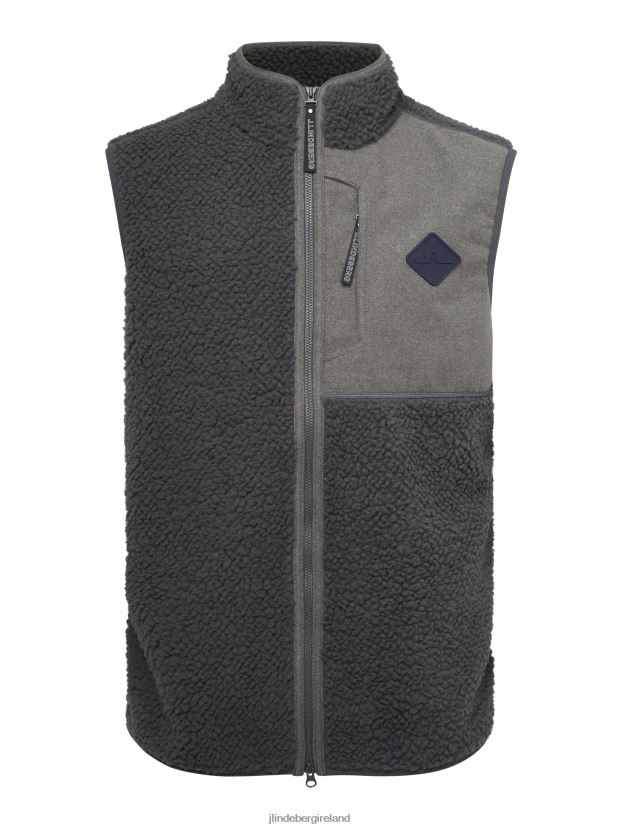J.Lindeberg Men Zeke Pile Vest Volcanic Ash Clothing BXV8X42349