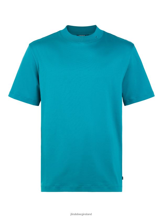 J.Lindeberg Men Ace Mock Neck T-shirt Deep Lake Clothing BXV8X42147