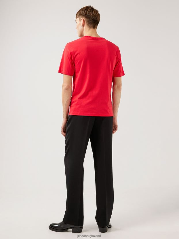 J.Lindeberg Men Dale Logo Patch T-shirt Red Bell Clothing BXV8X42161 - Click Image to Close
