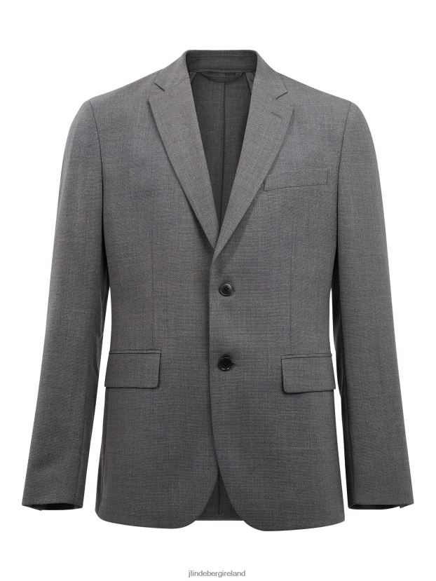 J.Lindeberg Men Hopper Active Hopsack Blazer Grey Melange Clothing BXV8X41231