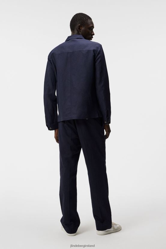 J.Lindeberg Men Jackson Tencel Linen Jacket Navy Clothing BXV8X41209 - Click Image to Close