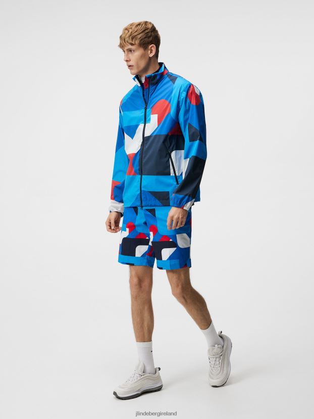 J.Lindeberg Men Max Print Wind Jacket Brilliant Blue Big Bridge Clothing BXV8X4720