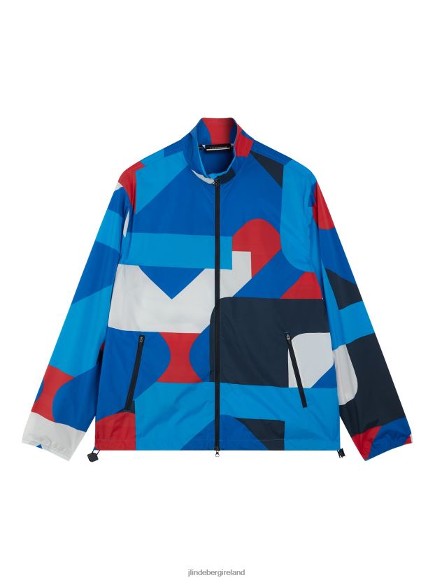 J.Lindeberg Men Max Print Wind Jacket Brilliant Blue Big Bridge Clothing BXV8X4720