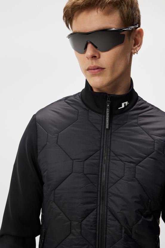 J.Lindeberg Men Quilt Hybrid Jacket Black Clothing BXV8X4692