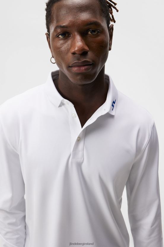 J.Lindeberg Men Tour Tech Long Sleeve Polo White Clothing BXV8X4108