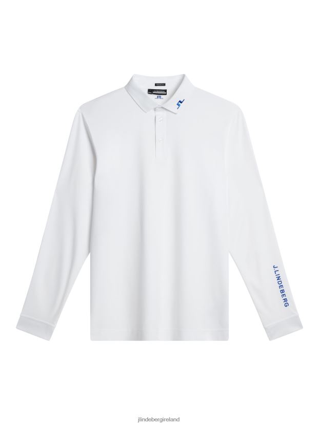 J.Lindeberg Men Tour Tech Long Sleeve Polo White Clothing BXV8X4108