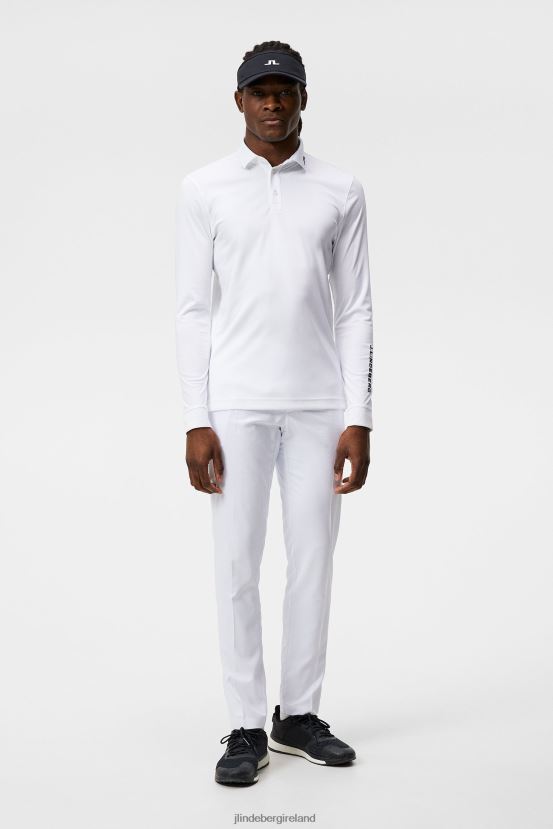 J.Lindeberg Men Tour Tech Long Sleeve Polo White Clothing BXV8X4270