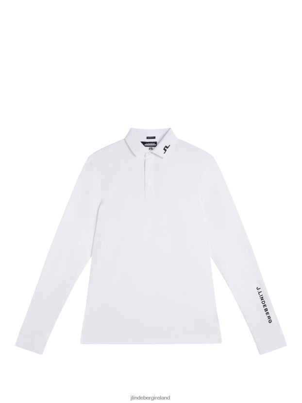 J.Lindeberg Men Tour Tech Long Sleeve Polo White Clothing BXV8X4270