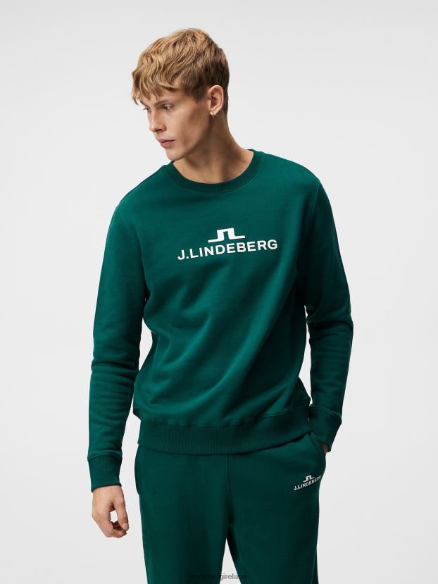 J.Lindeberg Men Alpha Crew Neck Sweatshirt Rain Forest Clothing BXV8X4642 - Click Image to Close