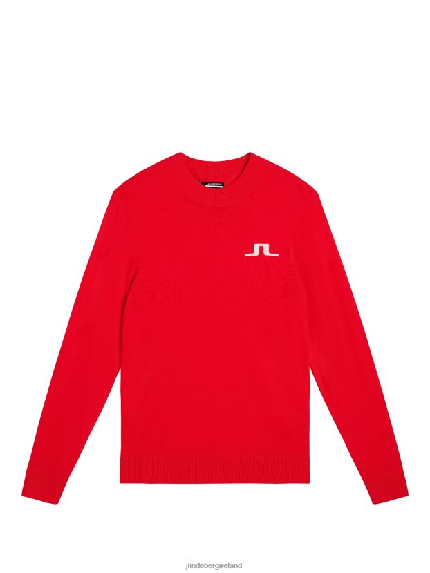 J.Lindeberg Men Gus Knitted Sweater Fiery Red Clothing BXV8X4589