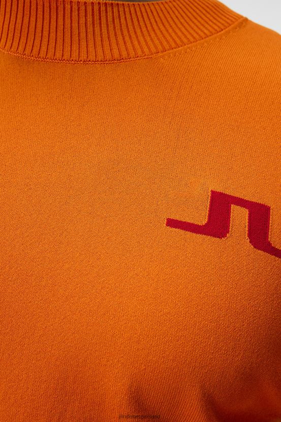 J.Lindeberg Men Gus Knitted Sweater Russet Orange Clothing BXV8X4588