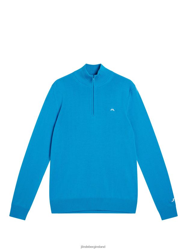 J.Lindeberg Men Kian Zipped Sweater Brilliant Blue Clothing BXV8X4657