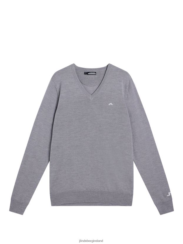 J.Lindeberg Men Lymann Knitted Sweater Light Grey Melange Clothing BXV8X4653