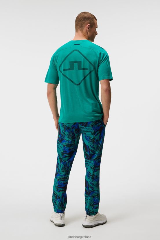 J.Lindeberg Men Shaun Wool T-shirt Proud Peacock Clothing BXV8X41 - Click Image to Close