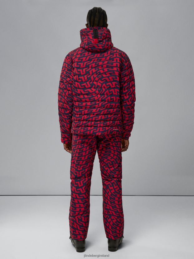 J.Lindeberg Men Thermic Pro Print Down Jacket Bridge Swirl Red Clothing BXV8X41283