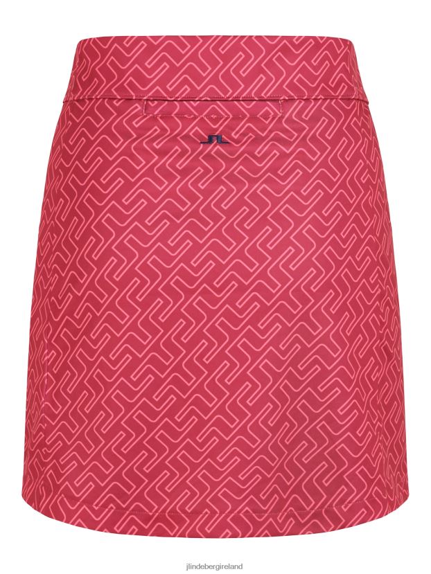 J.Lindeberg Women Amelie Mid Print Golf Skirt Hot Pink Bridge Monogram Clothing BXV8X42720