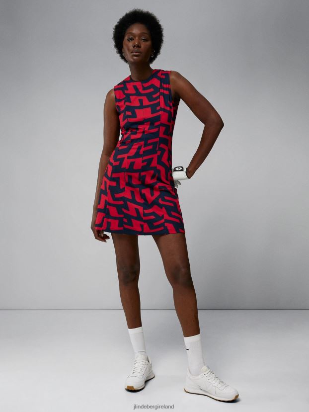 J.Lindeberg Women Jasmin Print Dress Bridge Swirl Red Clothing BXV8X42658
