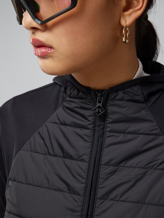 J.Lindeberg Women Keisha Hybrid Hooded Jacket Black Clothing BXV8X42858