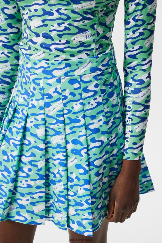 J.Lindeberg Women Adina Print Skirt Caldera Jade Cream Clothing BXV8X41567