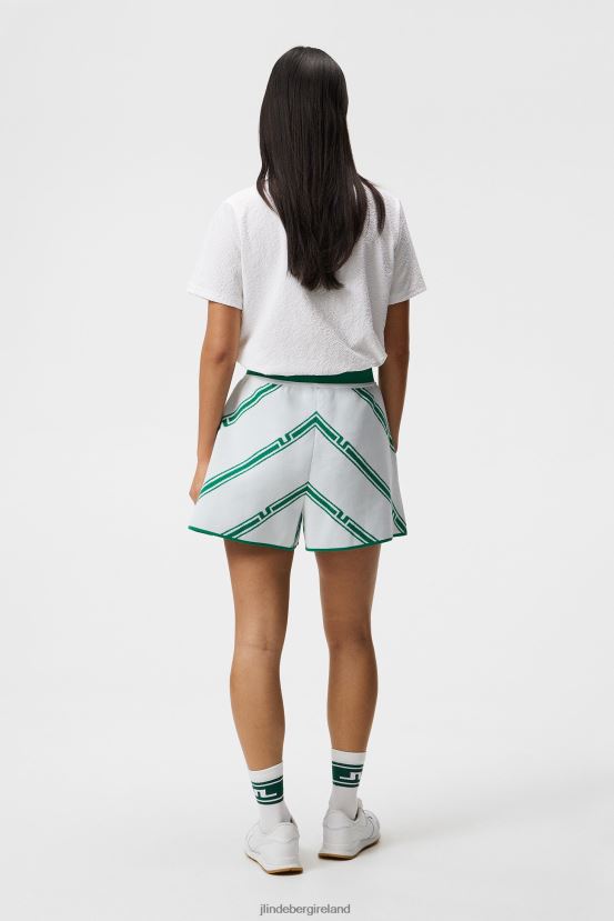 J.Lindeberg Women Flare Knitted Shorts Green Bias Stripe Clothing BXV8X41721