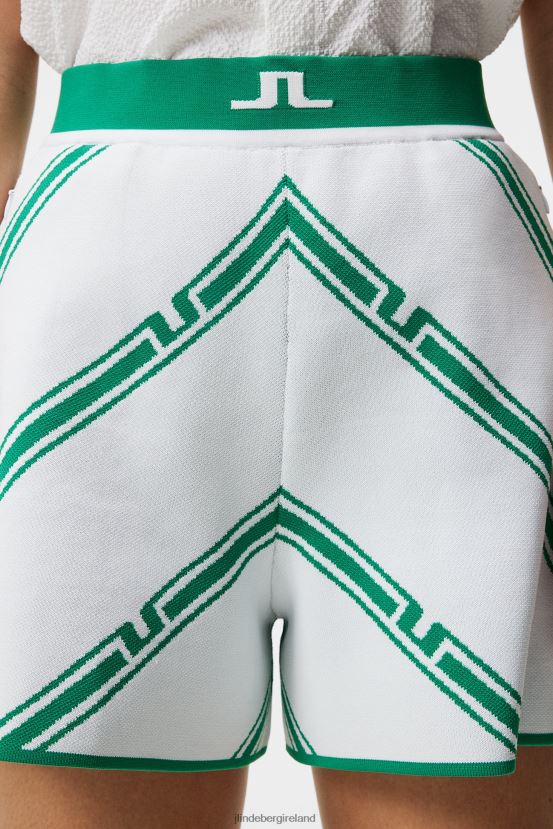 J.Lindeberg Women Flare Knitted Shorts Green Bias Stripe Clothing BXV8X41721