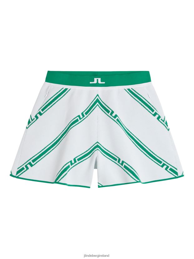 J.Lindeberg Women Flare Knitted Shorts Green Bias Stripe Clothing BXV8X41721