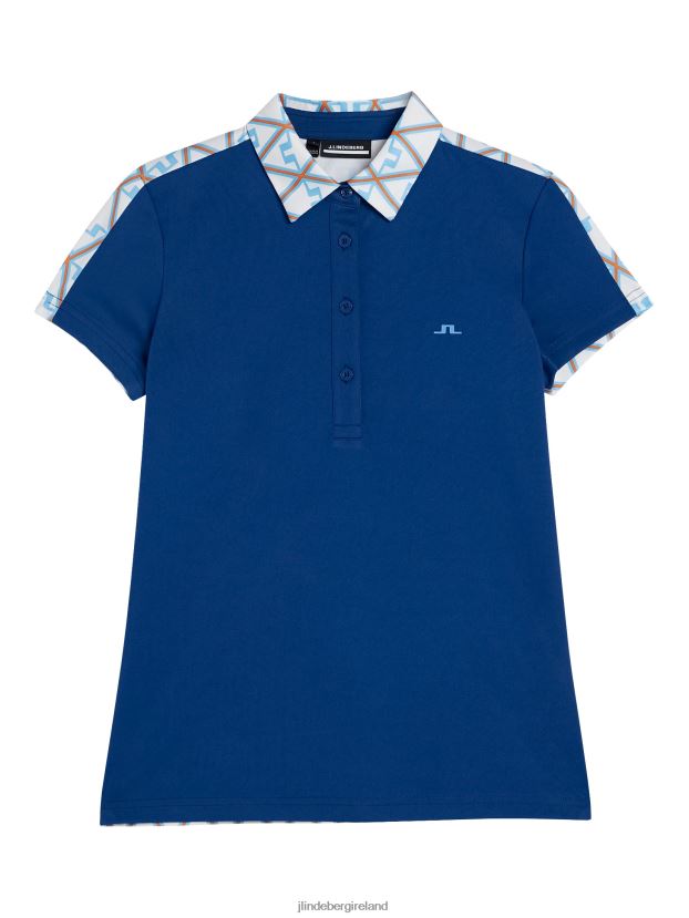 J.Lindeberg Women Cara Polo Little Boy Blue Diamond Clothing BXV8X41365