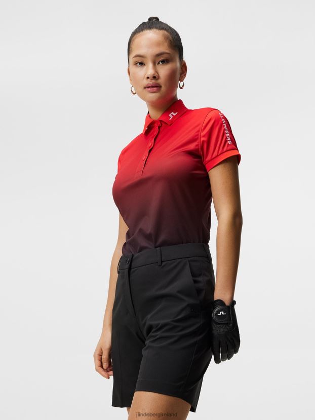 J.Lindeberg Women Tour Tech Print Polo Fiery Sunset fade Clothing BXV8X41464 - Click Image to Close