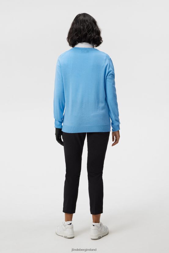 J.Lindeberg Women Amaya Knitted Sweater Little Boy Blue Clothing BXV8X41811 - Click Image to Close