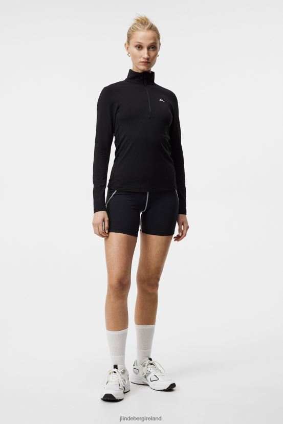 J.Lindeberg Women Lauryn Half Zip Mid Layer Black Clothing BXV8X41879