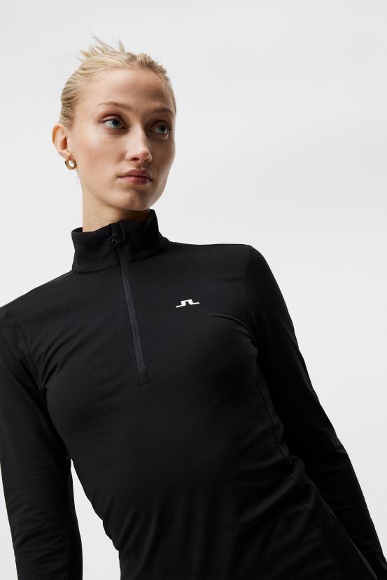 J.Lindeberg Women Lauryn Half Zip Mid Layer Black Clothing BXV8X41879