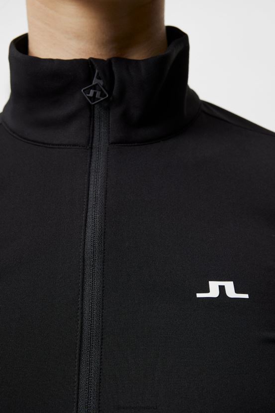 J.Lindeberg Women Lauryn Half Zip Mid Layer Black Clothing BXV8X41879