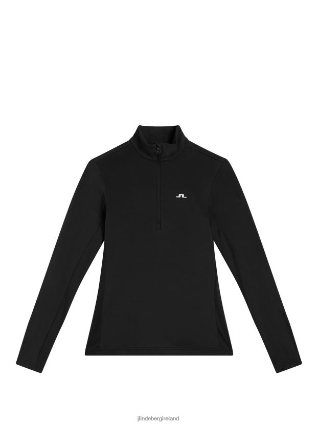 J.Lindeberg Women Lauryn Half Zip Mid Layer Black Clothing BXV8X41879
