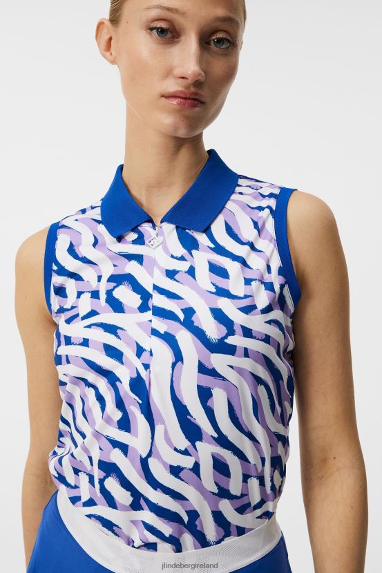 J.Lindeberg Women Annie Top Purple Painted Zebra Clothing BXV8X41398